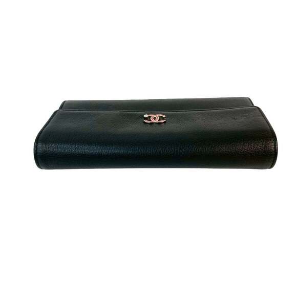 CHANEL Black Leather Logo Wallet